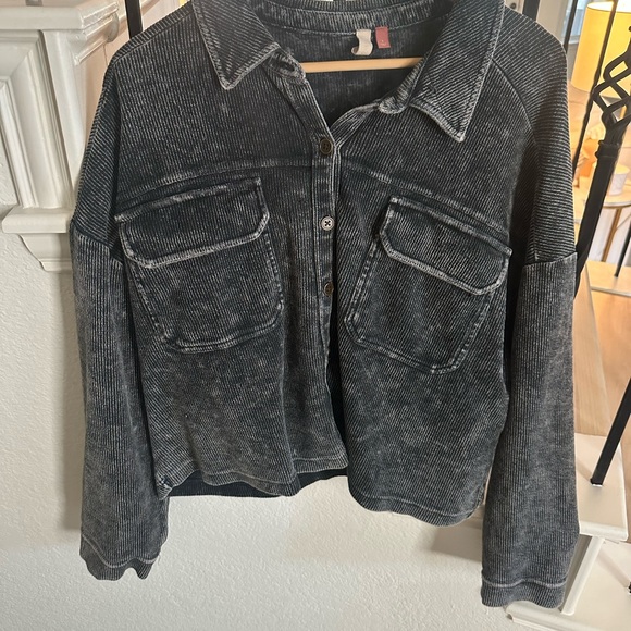 Pilcro Long Sleeve Corduroy Top - Black - Picture 2 of 4